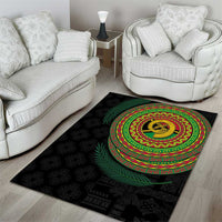 Vanuatu Tribal Tattoo with Namele Leaves Area Rug