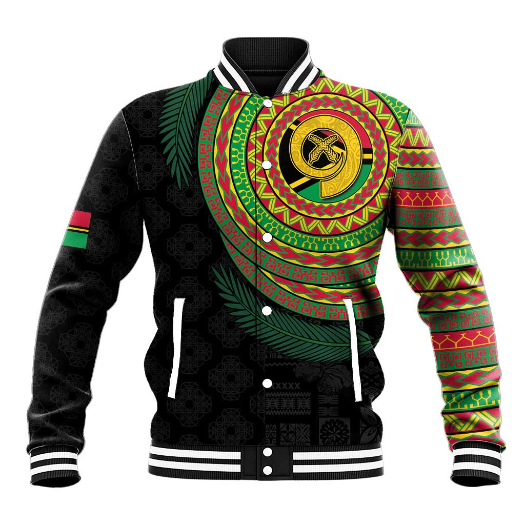 Vanuatu Tribal Tattoo with Namele Leaves Baseball Jacket
