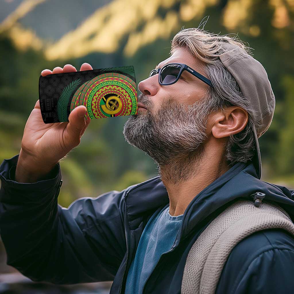 Vanuatu Tribal Tattoo with Namele Leaves 4 in 1 Can Cooler Tumbler