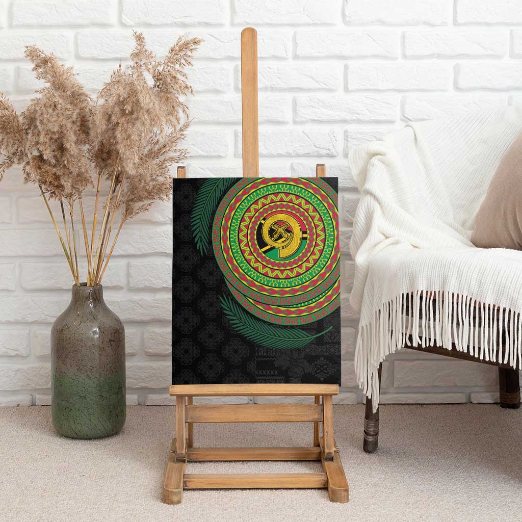 Vanuatu Tribal Tattoo with Namele Leaves Canvas Wall Art