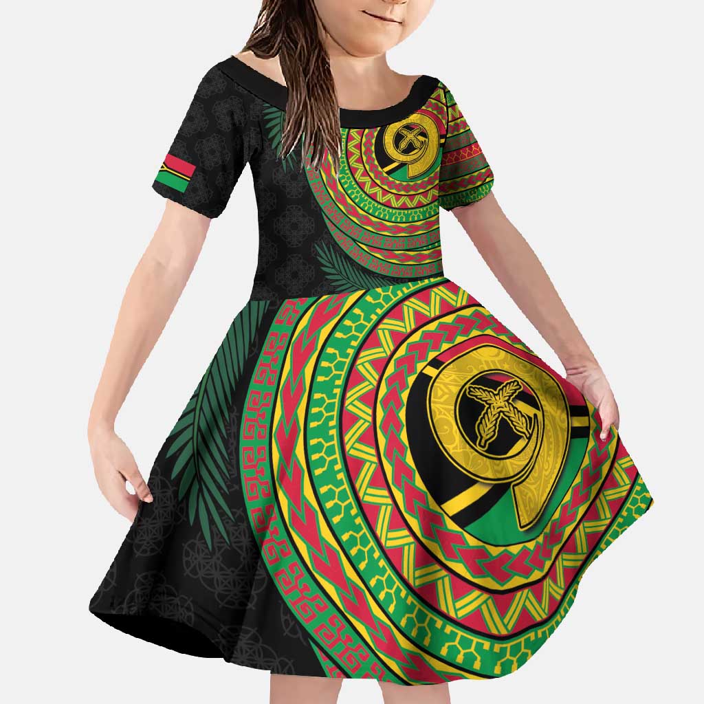Vanuatu Tribal Tattoo with Namele Leaves Family Matching Tank Maxi Dress and Hawaiian Shirt