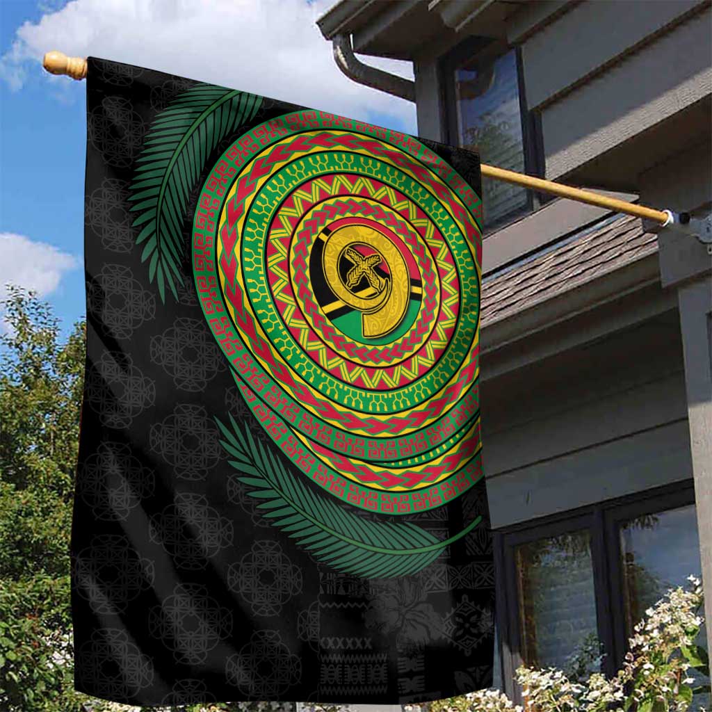 Vanuatu Tribal Tattoo with Namele Leaves Garden Flag