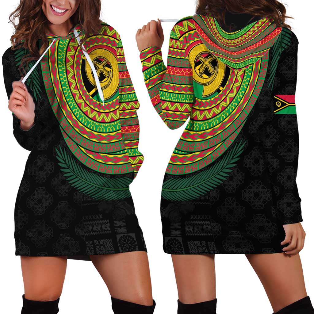 Vanuatu Tribal Tattoo with Namele Leaves Hoodie Dress