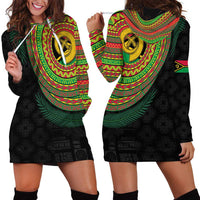 Vanuatu Tribal Tattoo with Namele Leaves Hoodie Dress