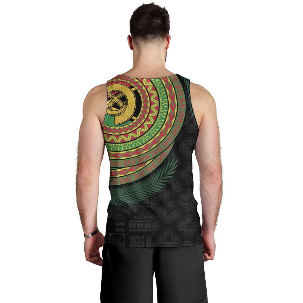 Vanuatu Tribal Tattoo with Namele Leaves Men Tank Top