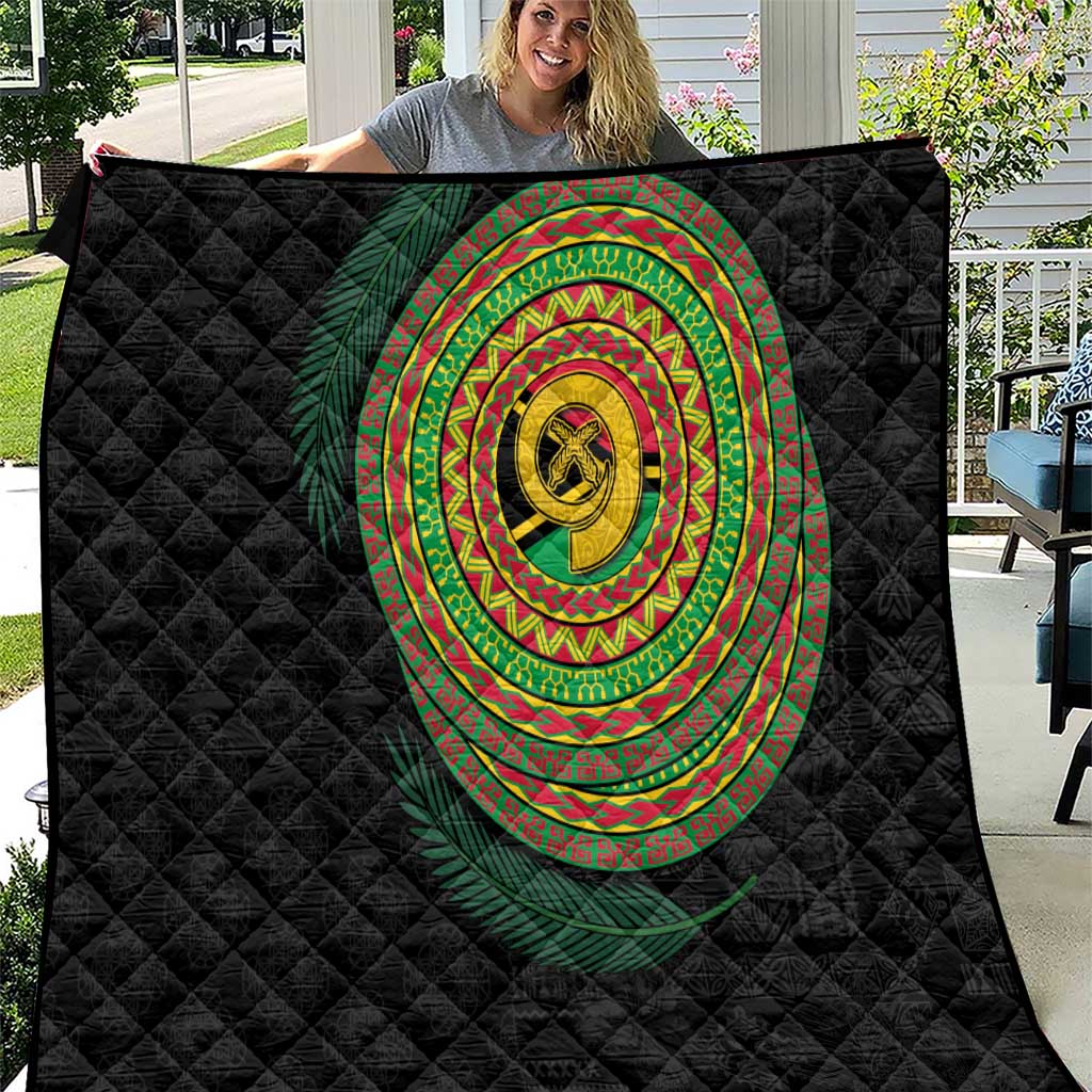 Vanuatu Tribal Tattoo with Namele Leaves Quilt