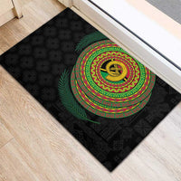 Vanuatu Tribal Tattoo with Namele Leaves Rubber Doormat