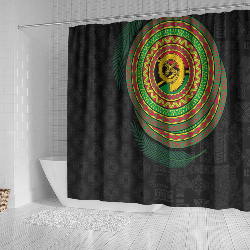 Vanuatu Tribal Tattoo with Namele Leaves Shower Curtain
