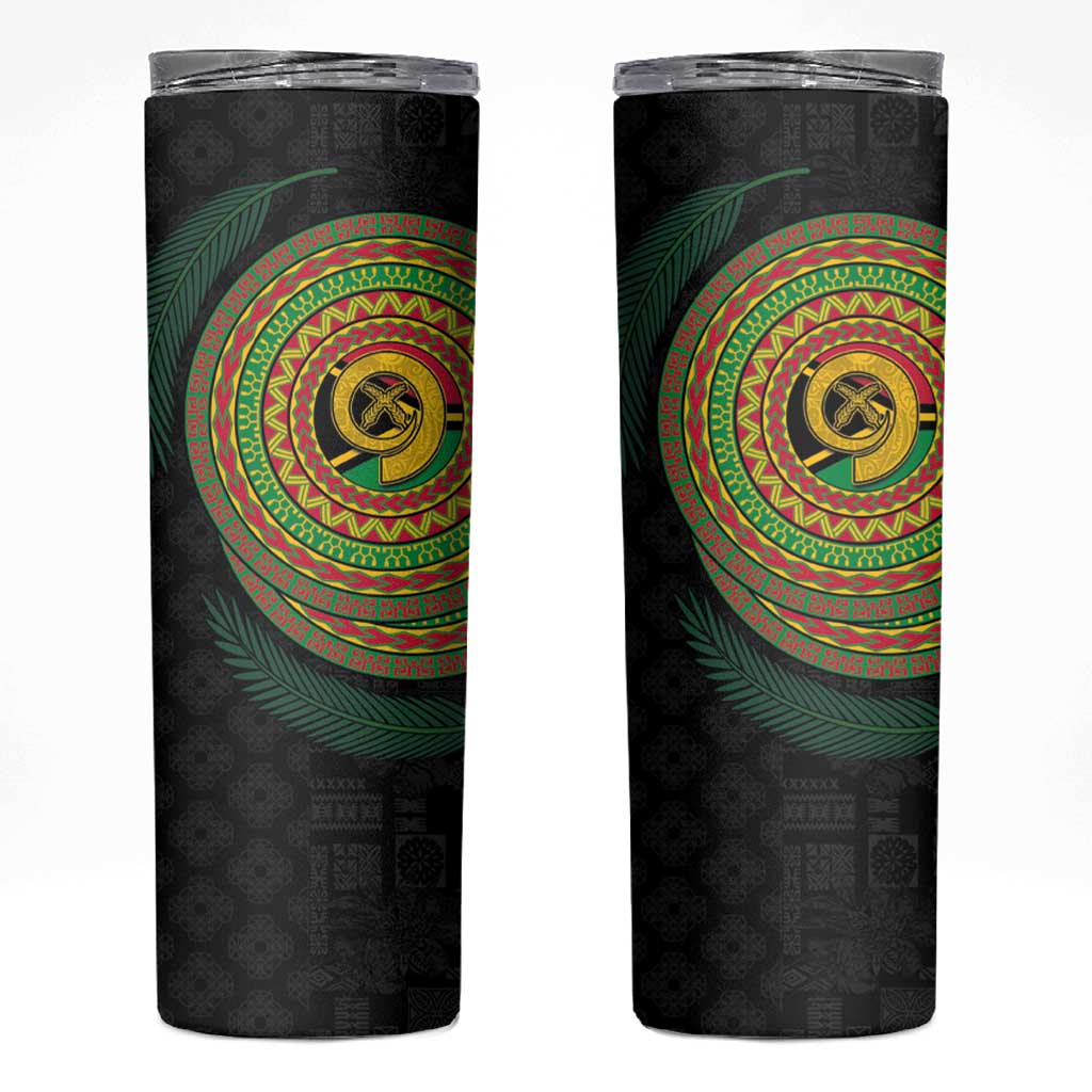 Vanuatu Tribal Tattoo with Namele Leaves Skinny Tumbler