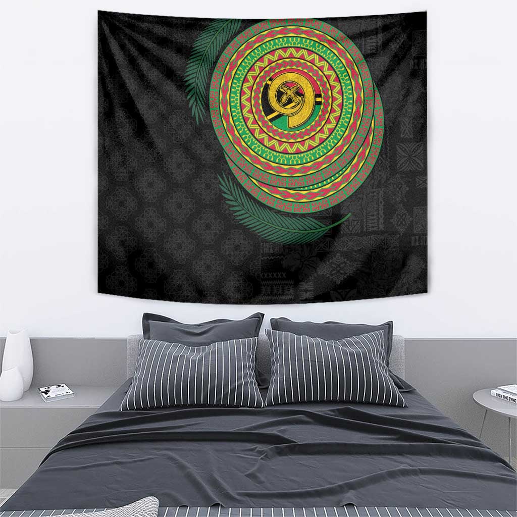 Vanuatu Tribal Tattoo with Namele Leaves Tapestry