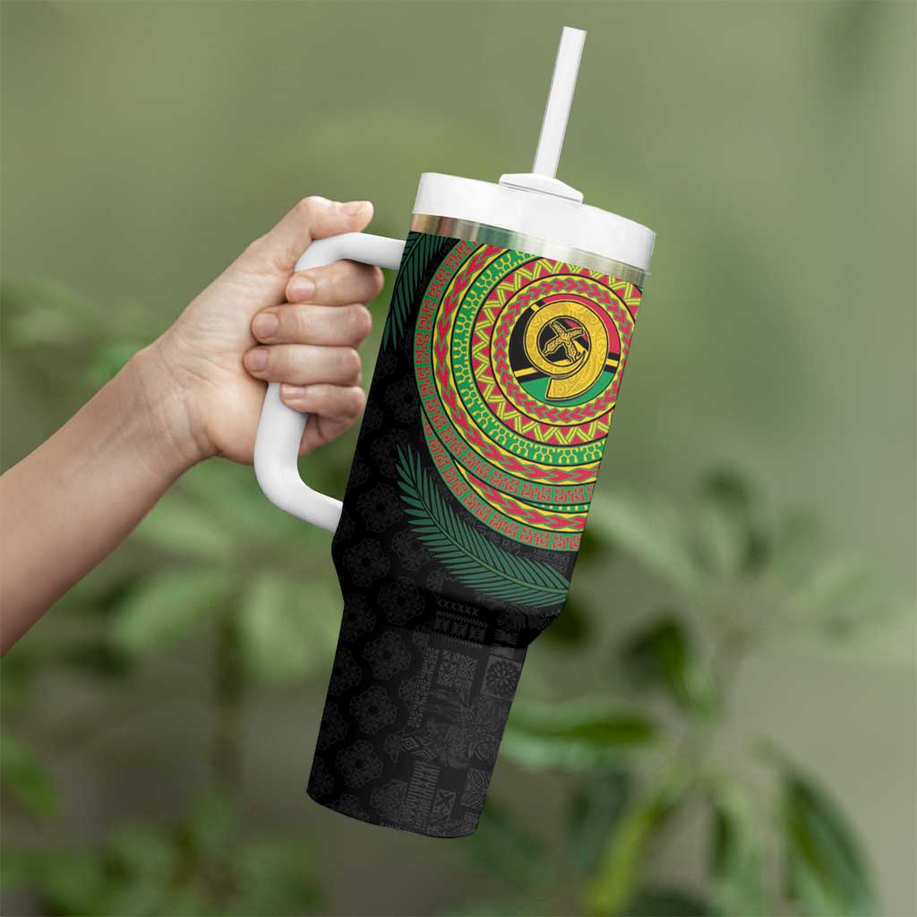 Vanuatu Tribal Tattoo with Namele Leaves Tumbler With Handle