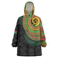 Vanuatu Tribal Tattoo with Namele Leaves Wearable Blanket Hoodie