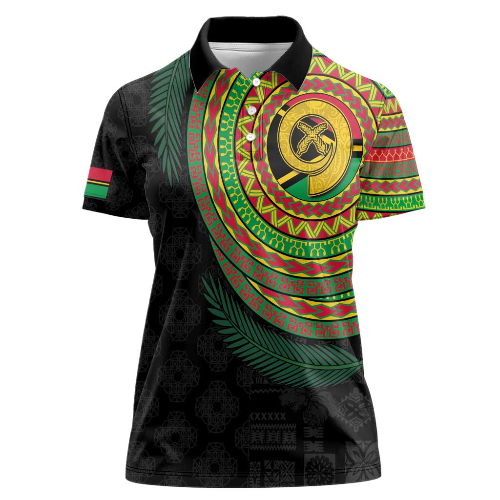 Vanuatu Tribal Tattoo with Namele Leaves Women Polo Shirt