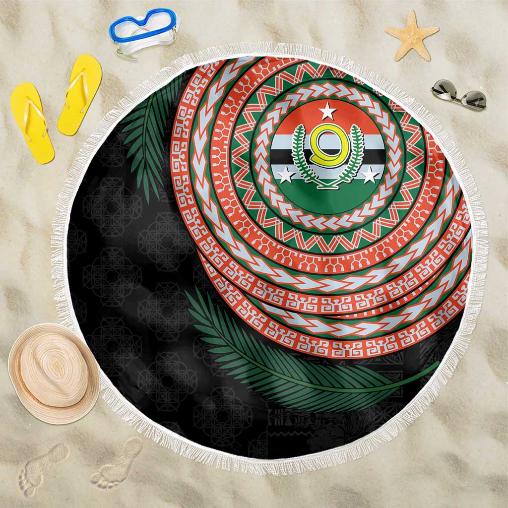 Penama Tribal Tattoo with Namele Leaves Beach Blanket