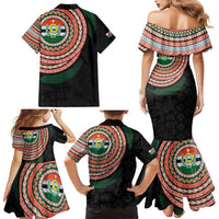 Penama Tribal Tattoo with Namele Leaves Family Matching Mermaid Dress and Hawaiian Shirt LT03 - Polynesian Pride