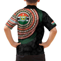 Penama Tribal Tattoo with Namele Leaves Family Matching Off Shoulder Short Dress and Hawaiian Shirt LT03 - Polynesian Pride