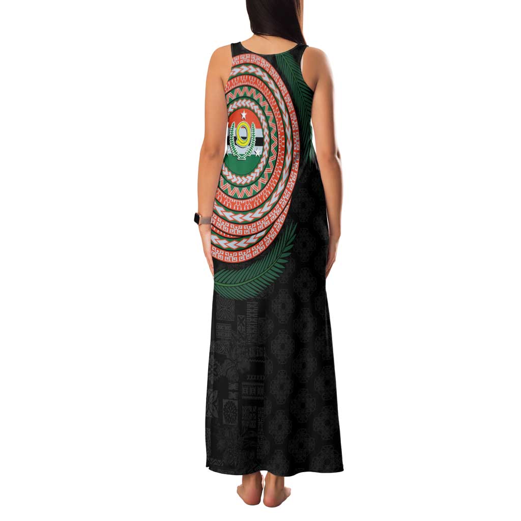 Penama Tribal Tattoo with Namele Leaves Family Matching Tank Maxi Dress and Hawaiian Shirt