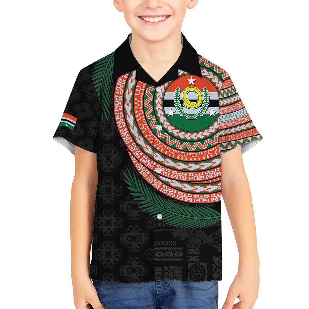 Penama Tribal Tattoo with Namele Leaves Kid Hawaiian Shirt