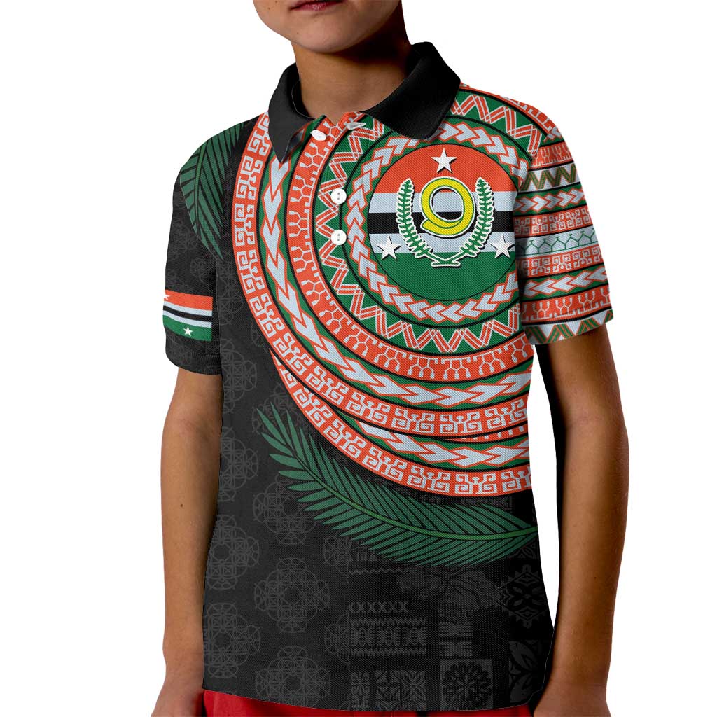 Penama Tribal Tattoo with Namele Leaves Kid Polo Shirt