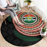 Penama Tribal Tattoo with Namele Leaves Round Carpet