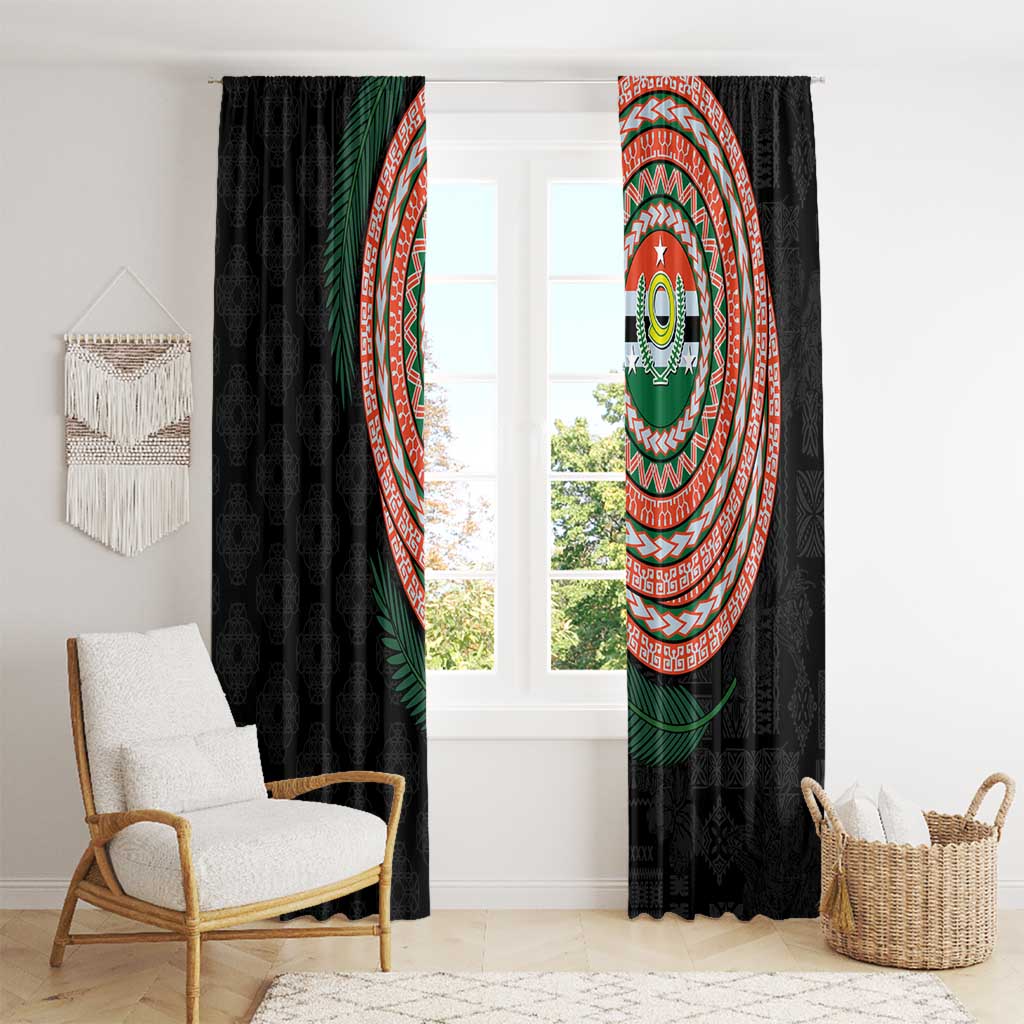 Penama Tribal Tattoo with Namele Leaves Window Curtain
