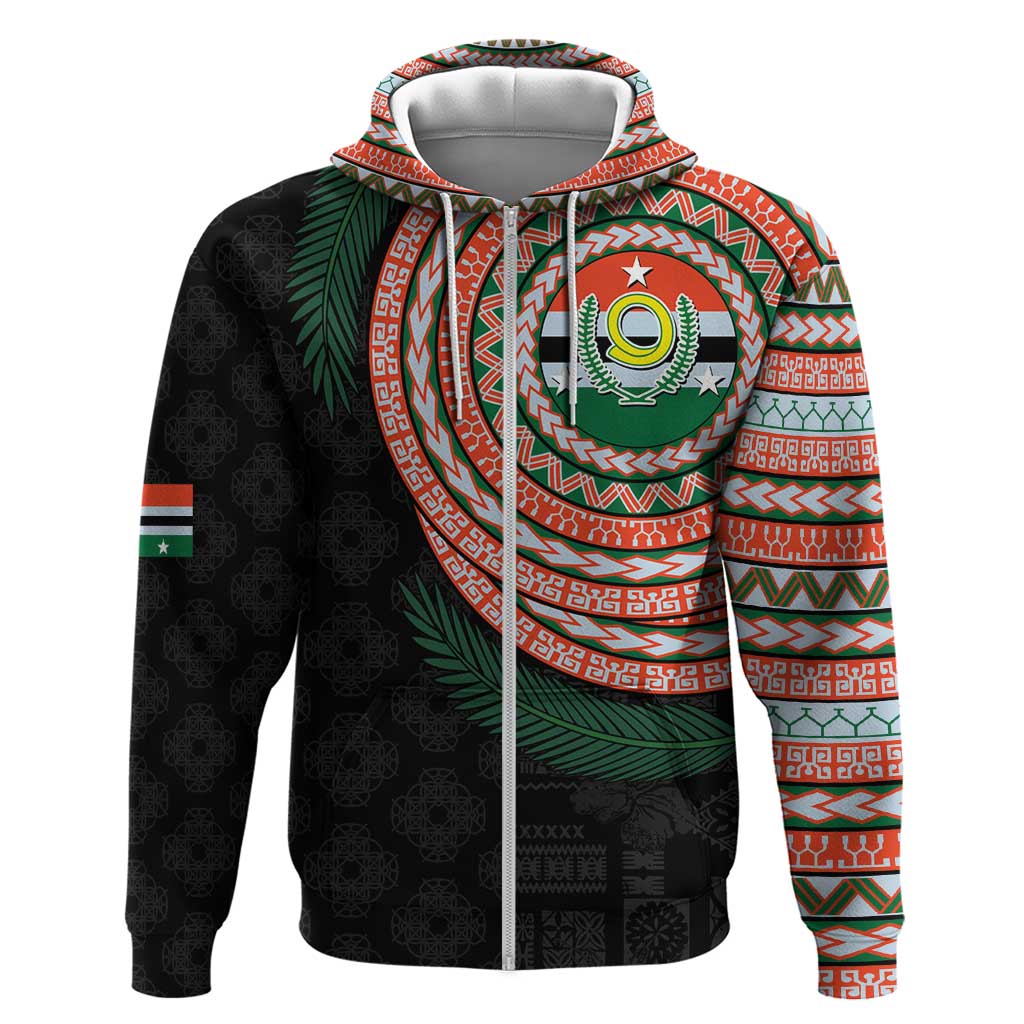 Penama Tribal Tattoo with Namele Leaves Zip Hoodie