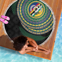 Torba Tribal Tattoo with Namele Leaves Beach Blanket