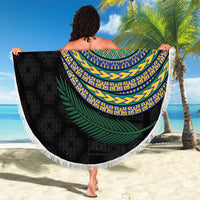 Torba Tribal Tattoo with Namele Leaves Beach Blanket