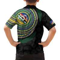 Torba Tribal Tattoo with Namele Leaves Family Matching Long Sleeve Bodycon Dress and Hawaiian Shirt LT03 - Polynesian Pride