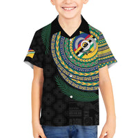 Torba Tribal Tattoo with Namele Leaves Family Matching Long Sleeve Bodycon Dress and Hawaiian Shirt LT03 Son's Shirt Black - Polynesian Pride