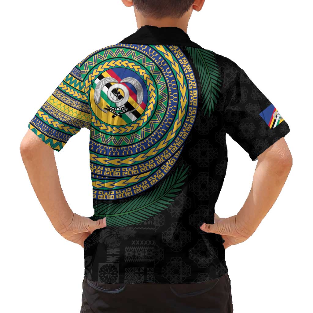 Torba Tribal Tattoo with Namele Leaves Family Matching Off Shoulder Maxi Dress and Hawaiian Shirt