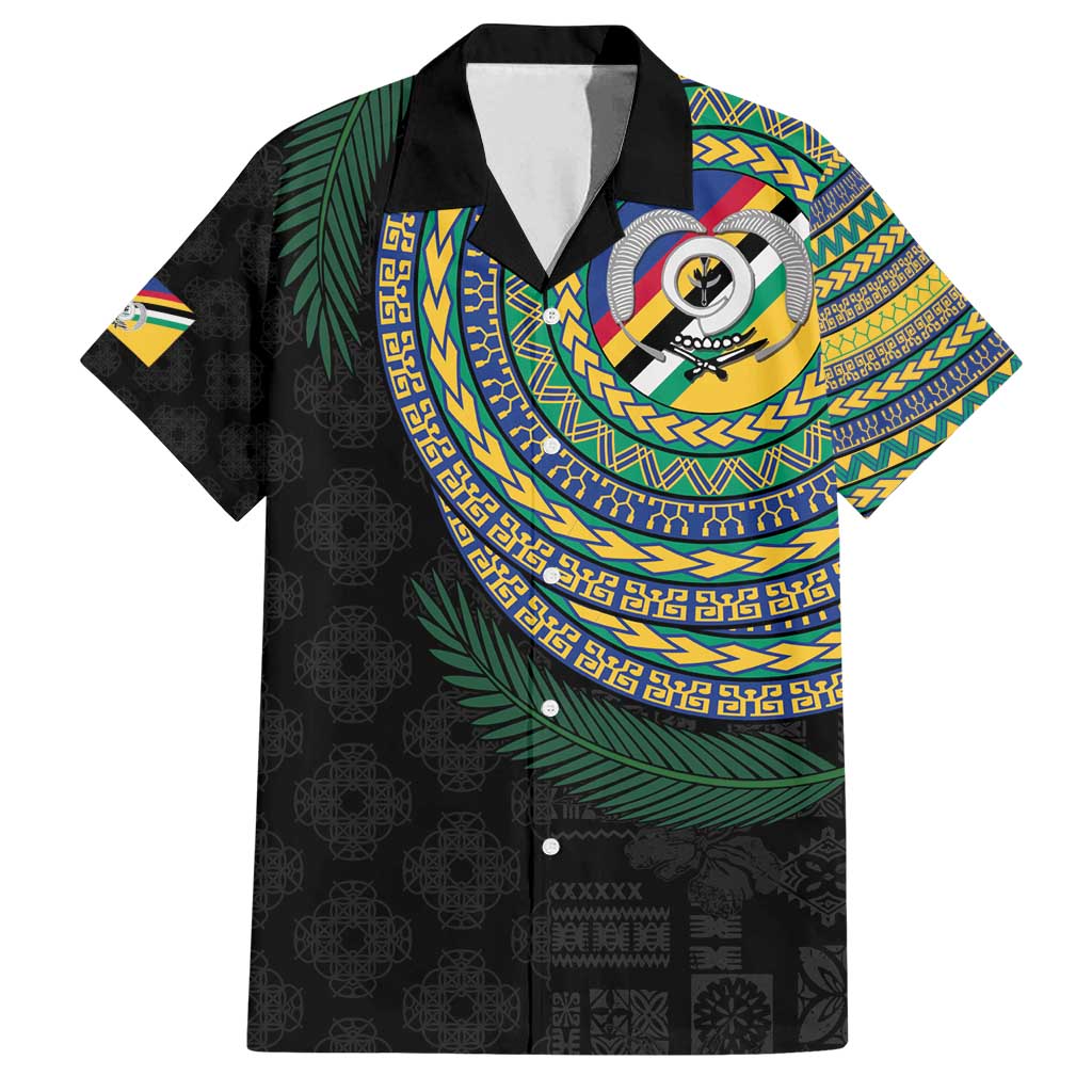 Torba Tribal Tattoo with Namele Leaves Family Matching Off Shoulder Short Dress and Hawaiian Shirt LT03 Dad's Shirt - Short Sleeve Black - Polynesian Pride