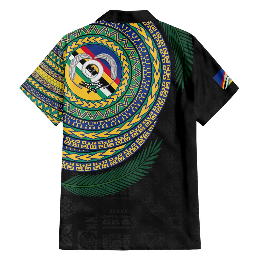 Torba Tribal Tattoo with Namele Leaves Family Matching Off Shoulder Short Dress and Hawaiian Shirt LT03 - Polynesian Pride