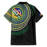 Torba Tribal Tattoo with Namele Leaves Family Matching Off Shoulder Short Dress and Hawaiian Shirt LT03 - Polynesian Pride