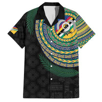 Torba Tribal Tattoo with Namele Leaves Family Matching Puletasi and Hawaiian Shirt