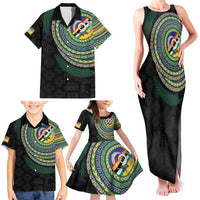 Torba Tribal Tattoo with Namele Leaves Family Matching Tank Maxi Dress and Hawaiian Shirt