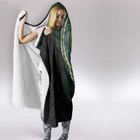 Torba Tribal Tattoo with Namele Leaves Hooded Blanket
