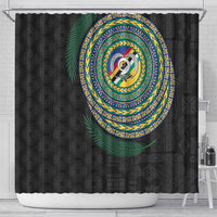 Torba Tribal Tattoo with Namele Leaves Shower Curtain
