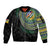 Torba Tribal Tattoo with Namele Leaves Sleeve Zip Bomber Jacket