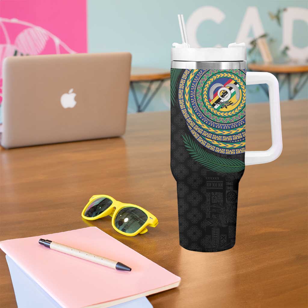 Torba Tribal Tattoo with Namele Leaves Tumbler With Handle