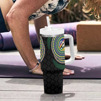 Torba Tribal Tattoo with Namele Leaves Tumbler With Handle