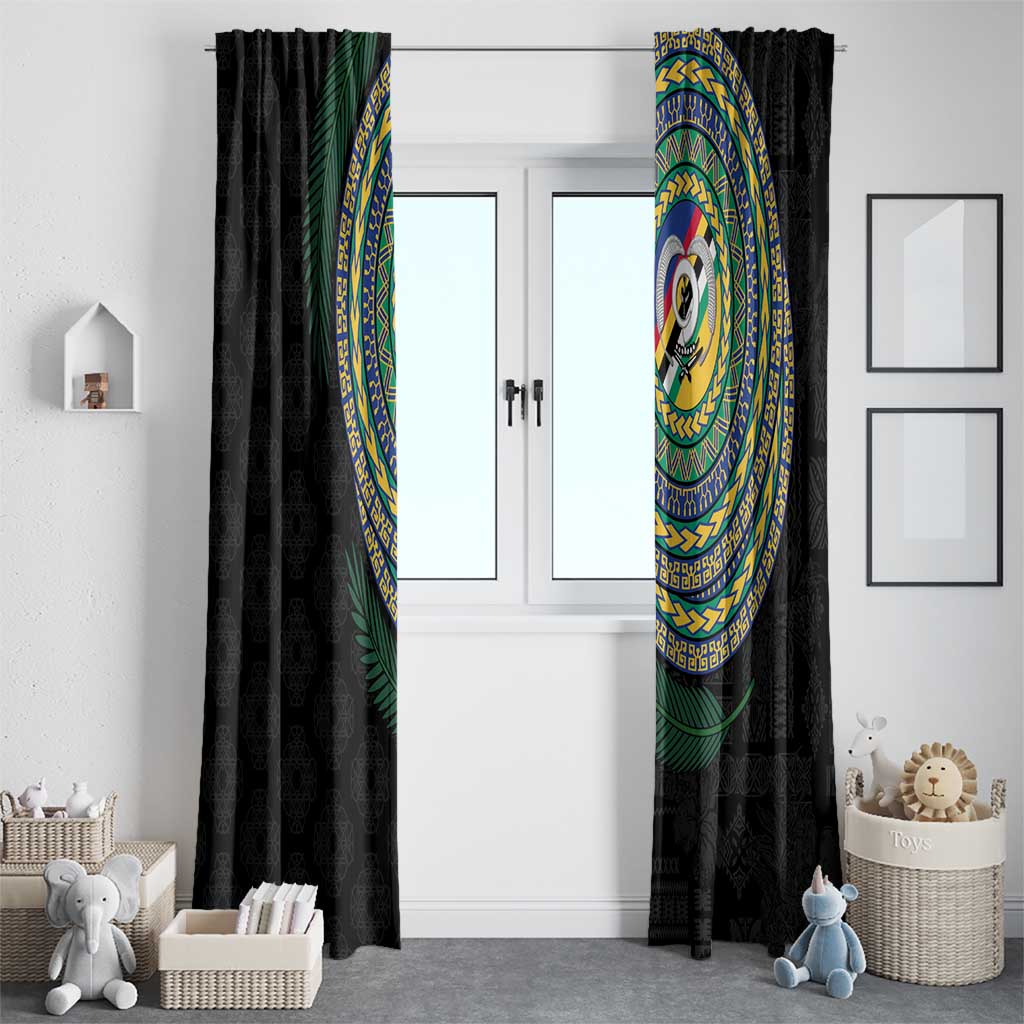 Torba Tribal Tattoo with Namele Leaves Window Curtain
