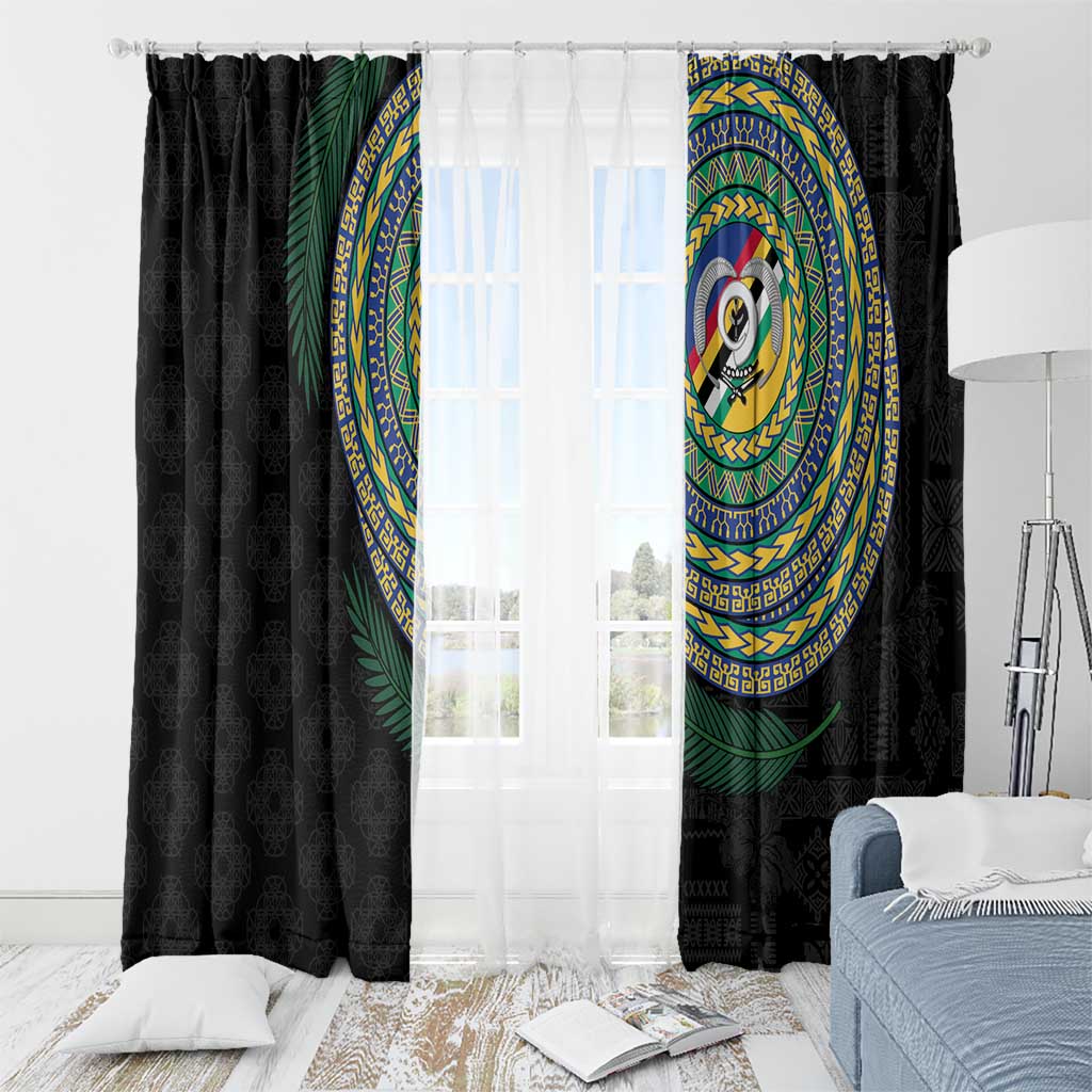Torba Tribal Tattoo with Namele Leaves Window Curtain