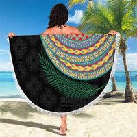 Shefa Tribal Tattoo with Namele Leaves Beach Blanket