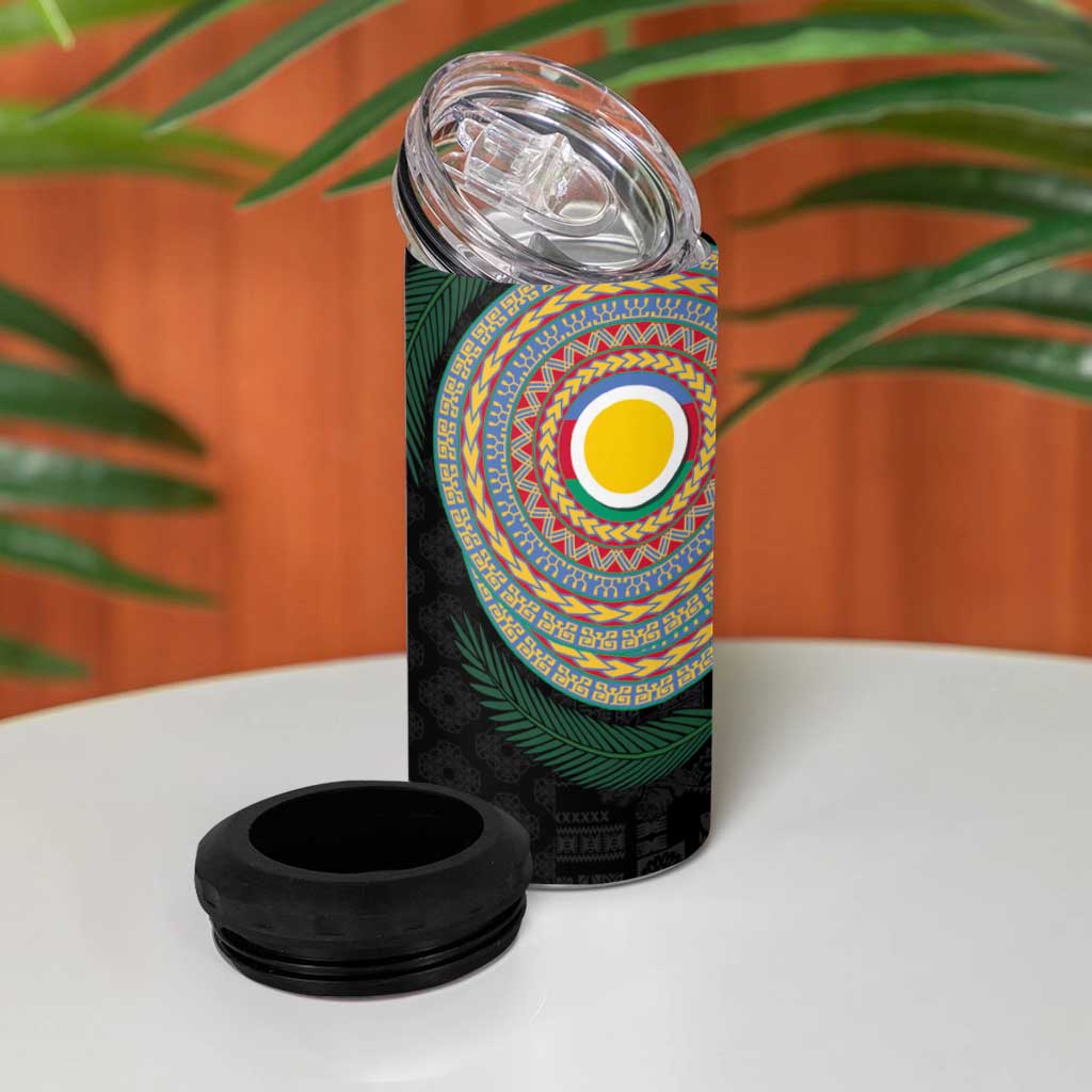 Shefa Tribal Tattoo with Namele Leaves 4 in 1 Can Cooler Tumbler