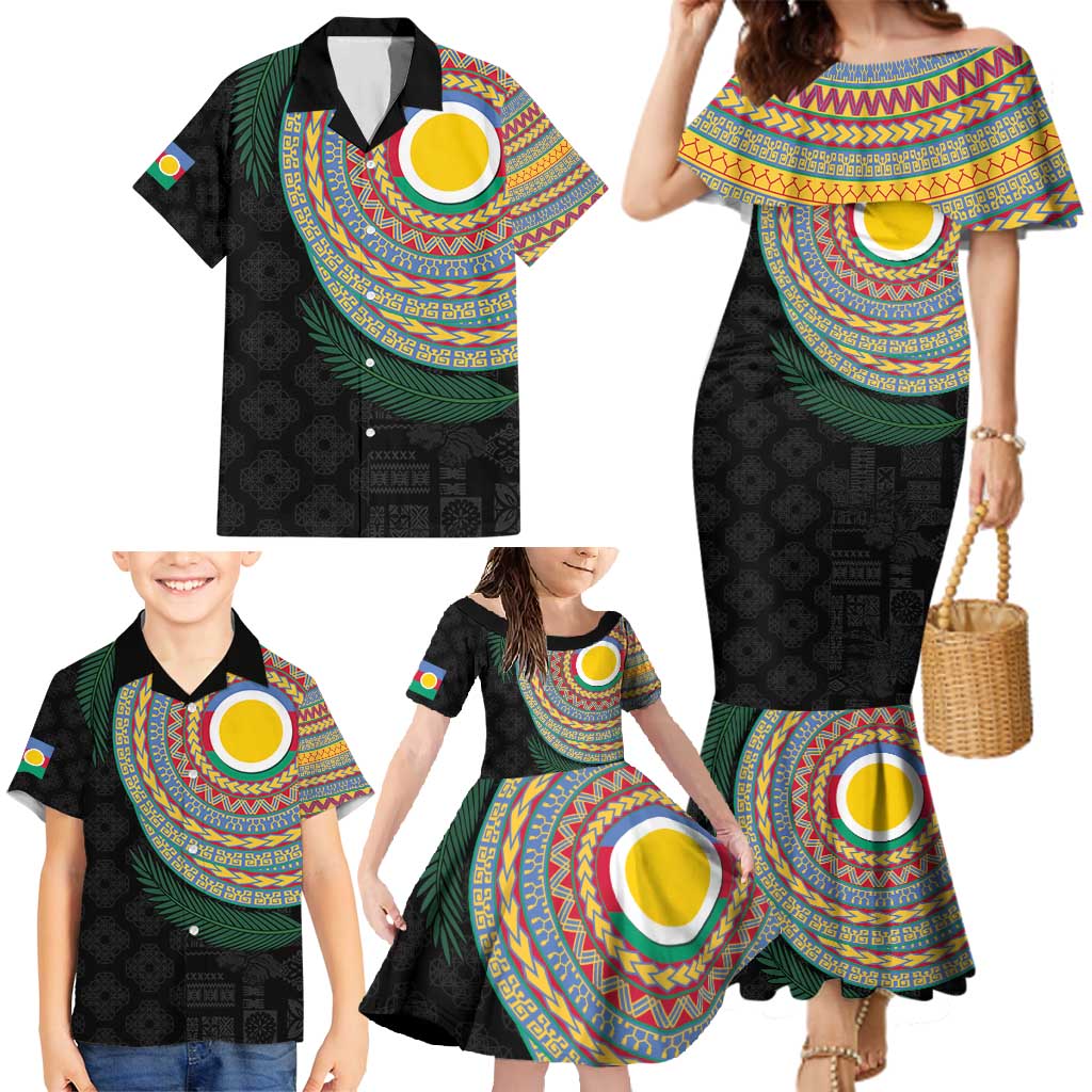 Shefa Tribal Tattoo with Namele Leaves Family Matching Mermaid Dress and Hawaiian Shirt LT03 - Polynesian Pride