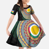 Shefa Tribal Tattoo with Namele Leaves Family Matching Short Sleeve Bodycon Dress and Hawaiian Shirt LT03 Daughter's Dress Black - Polynesian Pride