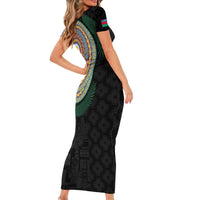 Shefa Tribal Tattoo with Namele Leaves Family Matching Short Sleeve Bodycon Dress and Hawaiian Shirt LT03 - Polynesian Pride