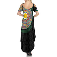 Shefa Tribal Tattoo with Namele Leaves Family Matching Summer Maxi Dress and Hawaiian Shirt LT03 - Polynesian Pride