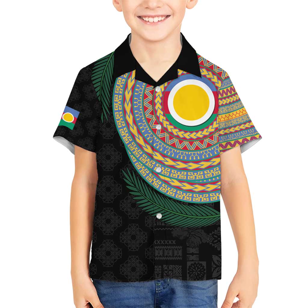 Shefa Tribal Tattoo with Namele Leaves Family Matching Summer Maxi Dress and Hawaiian Shirt LT03 Son's Shirt Black - Polynesian Pride